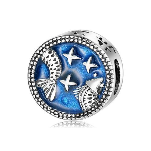 Charme Pisces - Breloque Bleues Douze Constellations Argent 925 Pendentif Pour Charms Breloque Bracelets Et Collier Femme Et Collier