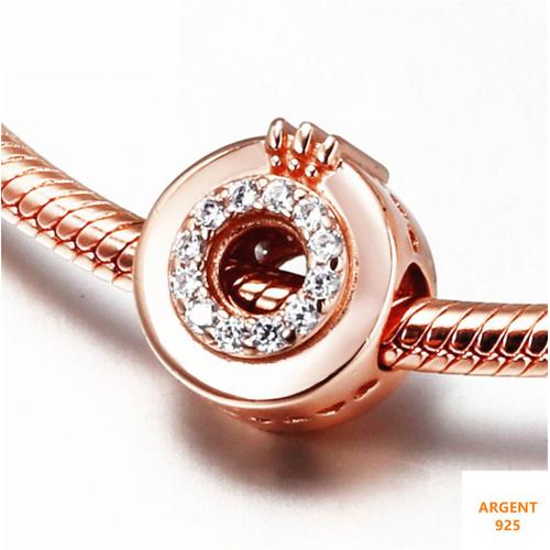 Plaqué Or Rose Charme O Zircon Pendentif Breloque Pour Chaîne D'os Serpent Bracelets Et Collier Femme