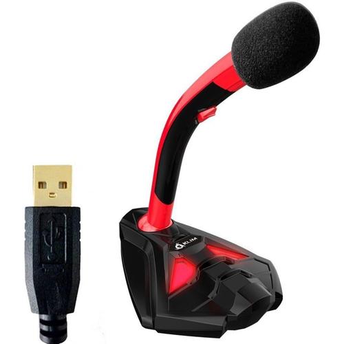 Voice Microphone à Pied USB pour Ordinateur - Micro de Bureau Professionnel - Microphone de Gamer PC PS4 - Nouvelle Version 2022 - Rouge