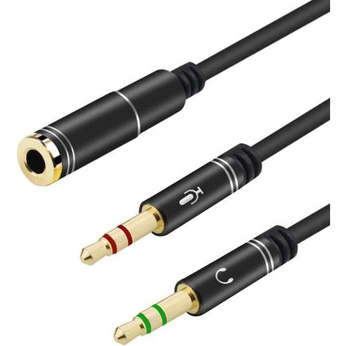 3,5 mm Adaptateur jack, 3.5mm Femelle Vers 2 Double Male Jack Audio Cable Splitter Adaptateur, Micro Audio Y Câble Séparateur(Noir)