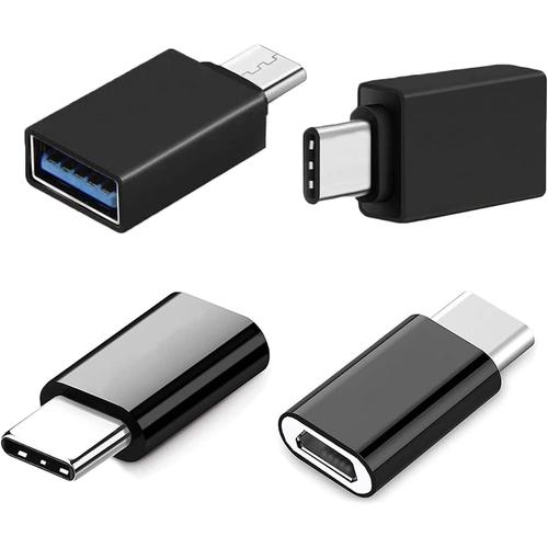 Adaptateur USB C vers USB Adaptateur USB C mâle vers USB 3.0 Femelle, et Adaptateur USB C vers Micro USB [4-Pièces], pour Huawei P20/30, Smartphones USB-C et Périphériques Type-C