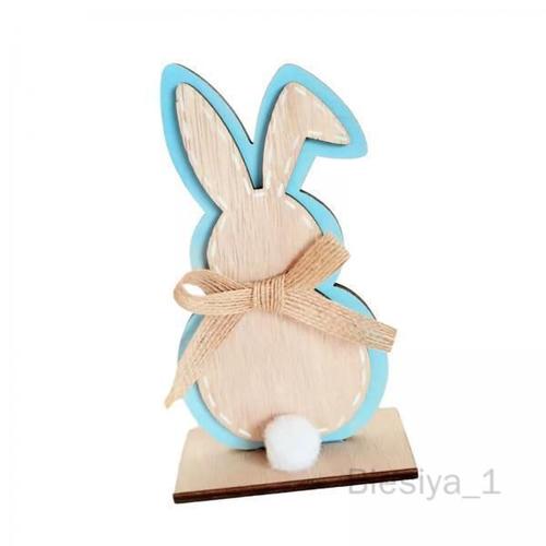 2 Décorations De Lapin De Pâques, Cadeau De Fête Artisanal, Sculpture De Lapin Décorative D'intérieur Bleu