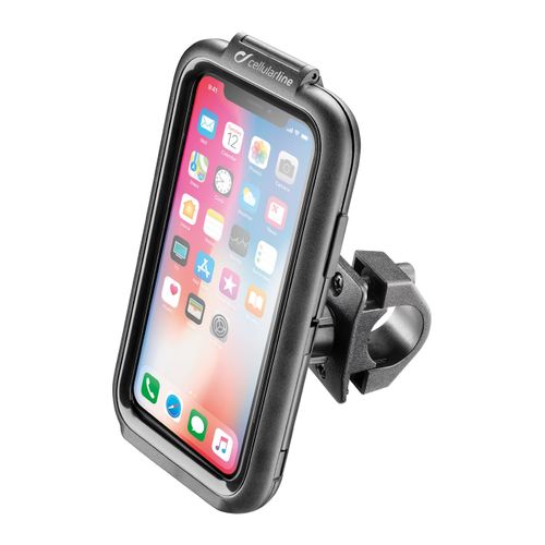 Coque Etanche Cellularline Interphone Icase Avec Support Pour Guidon Tubulaire Pour Iphone X
