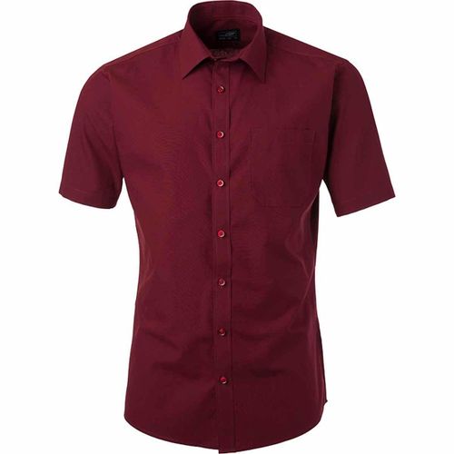 Chemise Popeline Manches Courtes - Jn680 - Homme - Rouge Vin