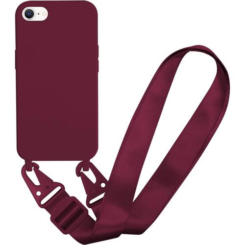 Coque Iphone 6 7 8 Avec Cordon Corde Réglable Coque Pour Téléphone Portable Antichoc Coque Souple En Silicone Vin Rouge