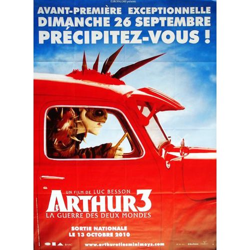 Arthur 3 La Guerre Des Deux Mondes - Véritable Pré-Affiche De Cinéma Pliée - Format 120x160 Cm - De Luc Besson Avec Les Voix De Mylène Farmer, Gérard Darmon, Marc Lavoine - Animation - 2010