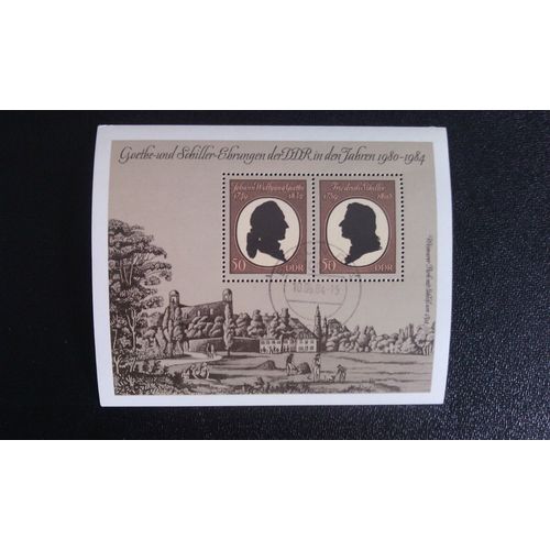Timbre Allemagne Rda - Ddr Yt Bf 64 Johann Wolfgang Goethe / Friedrich Schiller 1982