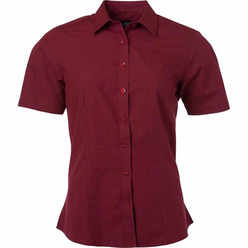 Chemise Popeline Manches Courtes - Jn679 - Femme - Rouge Vin