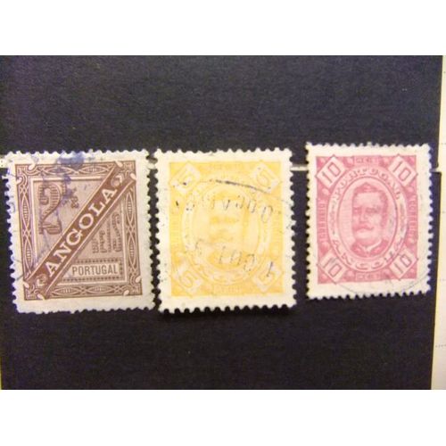 Angola 1893 Chiffre Et Effigie De Carlos 1 Yvert 24 / 26