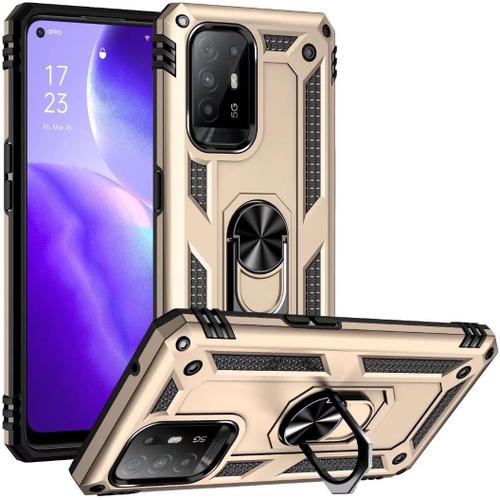 Coque Pour Oppo A94 5g A95 5g Reno 5z 5g Double Couche Hybride Armure Tpu+Pc Antichoc Case Housse Doré