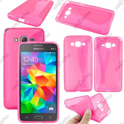 Ebeststar ® Coque S-Line Silicone Gel Motif Vague Housse Etui Protection Souple Pour Samsung Galaxy Grand Prime Sm-G530f Value Edition Sm-G531f + Mini Stylet + 3 Film Écran, Couleur Rose