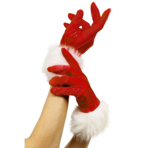 Gants Rouge Avec Fourrure Blanche M?Re No?L Femme