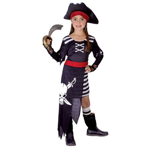 Déguisement Pirate Capitaine Fille - Taille: M 7-9 Ans (120-130 Cm)