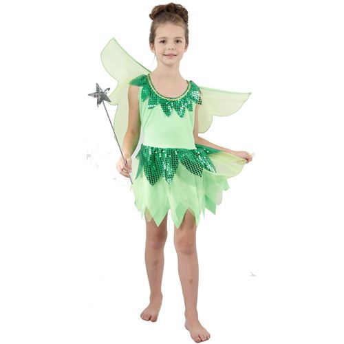 Déguisement Fée Verte Voilage Fille - Taille: L 10-12 Ans (130-140 Cm)