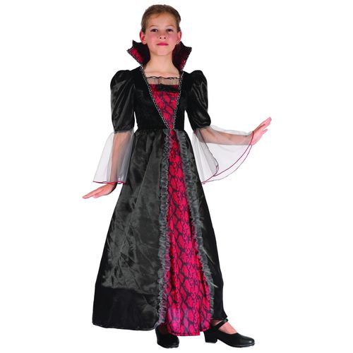 Déguisement Vampire Rouge Et Noir Fille - Taille: M 7-9 Ans (120-130 Cm)