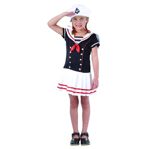 Déguisement Marin Noir Et Blanc Fille - Taille: S 4-6 Ans (110-120 Cm)