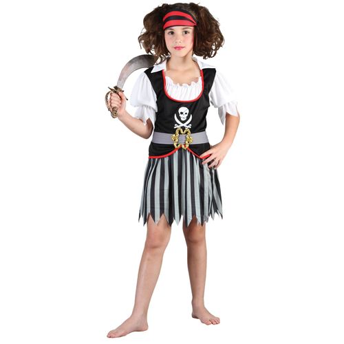 Déguisement Pirate Motif Tête De Mort Fille - Taille: S 4-6 Ans (110-120 Cm)