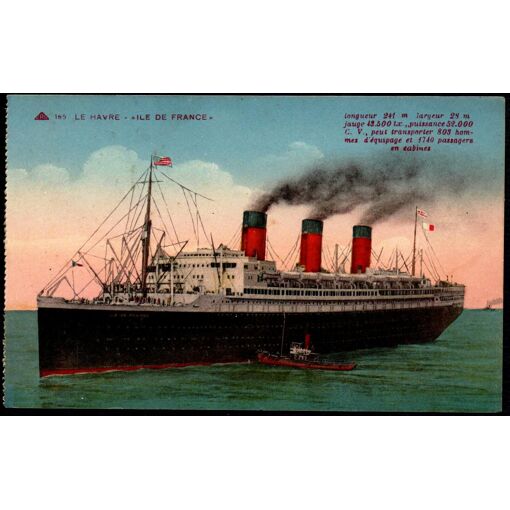 Carte Postale Ancienne France Bateau Le Paquebot Ile De France Rakuten