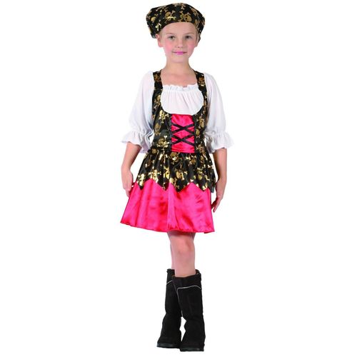 Déguisement Pirate Motifs Dorés Fille - Taille: S 4-6 Ans (110-120 Cm)