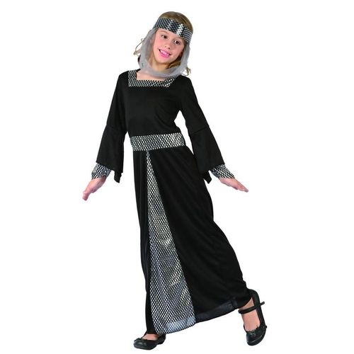 Déguisement Princesse Médiévale Noire Fille - Taille: M 7-9 Ans (120-130 Cm)
