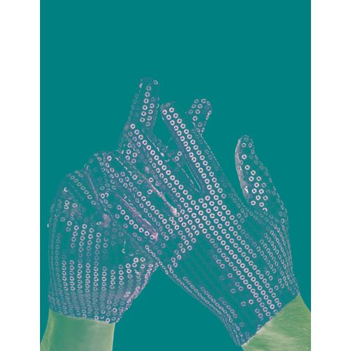 Gants À Sequins Argentés Adulte Taille Unique