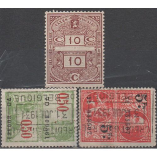 Belgique: Lot De 3 Timbres Fiscaux.