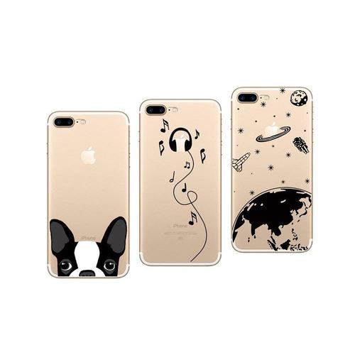 Apple Iphone 7 Plus, Iphone 8 Plus (5.5'') - Pack De 3 Coques Gel Souple Et Solide Avec Impression Fantaisie