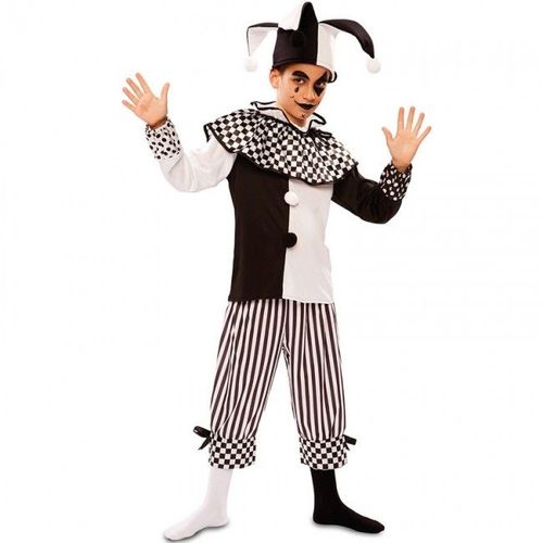 Déguisement De Arlequin Blanc Et Noir Pour Enfant (Taille 5-6a)