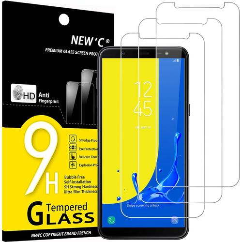 Lot De 3, Verre Trempé Pour Samsung Galaxy J6 2018 (Sm-J600f), Film Protection Écran Sans Bulles D'air Ultra Résistant (0,33mm Hd Ultra Transparent) Dureté 9h Glass