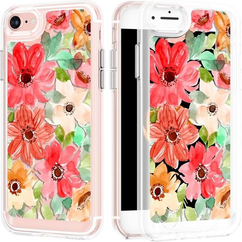 Téléphone Coque Pour Iphone Se 2022 5g/Iphone 7/Iphone 8/Iphone Se 2020, Protection Florale Tout Corps Antichoc Coque Arrière Tpu Avec Motif Fleurs Unique Pour Iphone Se3/Se2 - Qil Peinture