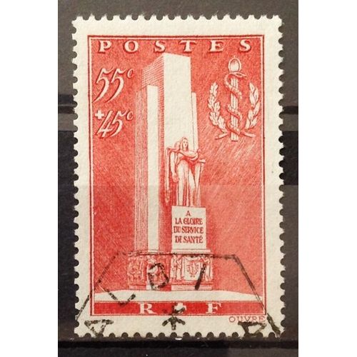 Monument Service Santé Militaire 55c+45c Rouge (Magnifique N° 395) Oblitération Hexagonale Albi - Cote 13,00 - France Année 1938 - N21113