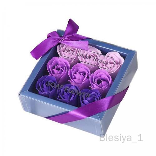 6 Coffret De Savon à Fleurs De Roses Dans Une Boîte Cadeau Carrée 13,5x13,5x5cm Pour La Fête Des Mères, Dégradé Violet élégant