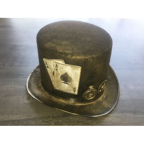 Colis Départ De Paris Mixte Hauteur 12 Cm Horloge Chapeau Casquette Bonnet Magicien Haut De Forme Poker Steampunk Rétro Marron Vintage