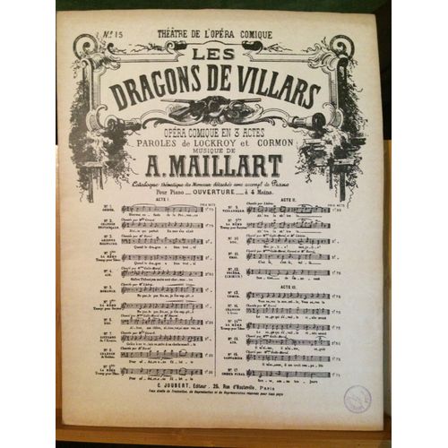 A. Maillart Dragons Villars Partition Chant Piano Numéro Séparé N°15 Joubert