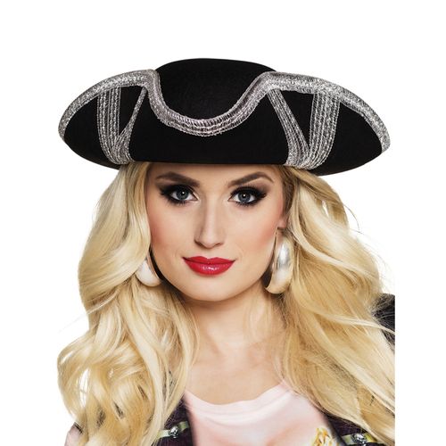 Chapeau Pirate Bordure Argentée Adulte Taille Unique
