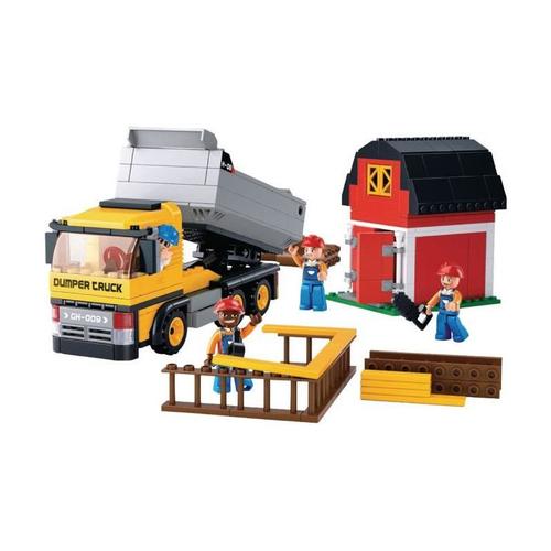 Briques Compatibles Lego - Construction - La Ville - Le Camion Benne Et Les Bûcherons - Sluban