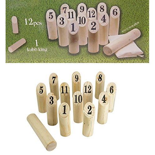 Kubb Game 15pcs - Quille Bois Numero Jeux Nordique - Jeux Jouet Enfant - 932