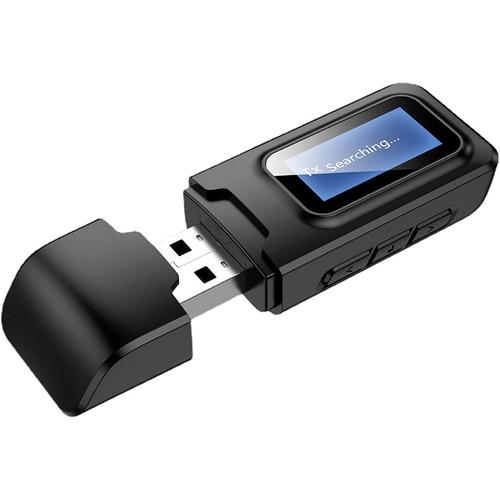 Récepteur Bluetooth 5.0 RX et Émetteur TX, avec Écran LCD, 200 Mbps 11 M de Distance, Adaptateur USB BT 2 en 1 pour Ordinateur, Ordinateur Portable, Système Stéréo Domestique, Casque, Smartphone