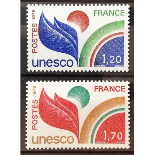 Unesco Feuille 1,20 (Impeccable N° 56) + Unesco Feuille 1,70 (Impeccable N° 57) Neufs** Luxe - France Année 1978 - N21066