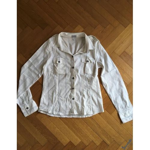 Chemise Cyrillus Coton 42 Beige Rayé Beige Et Marron