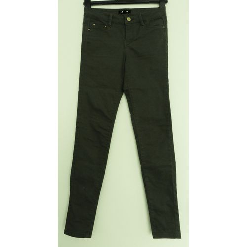 Pantalon Slim Vert Kaki. Jennyfer. Coton. Polyester. Elasthanne. Taille 34