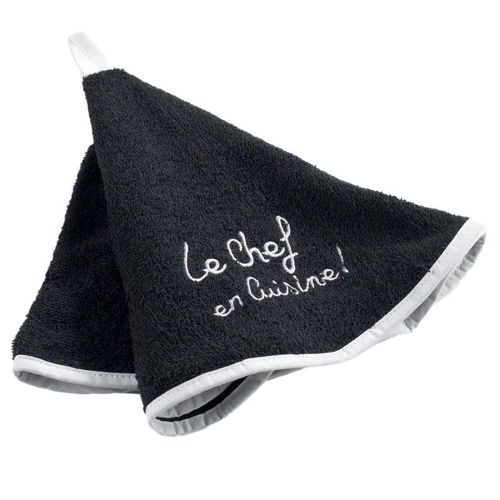 Essuie Main Rond "Cuistot" 60cm Noir