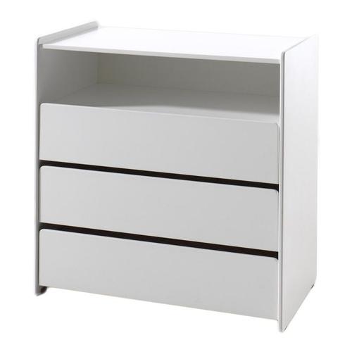 Paris Prix - Commode 3 Tiroirs & 1 Niche "Kiddy" 90cm Blanc