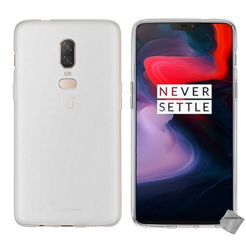 Housse Etui Coque Pochette Silicone Gel Fine Pour Oneplus 6 + Film Ecran - Blanc Transparent