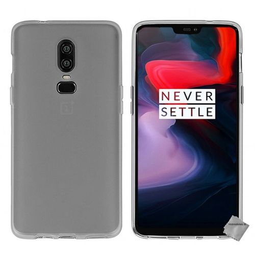 Housse Etui Coque Pochette Silicone Gel Fine Pour Oneplus 6 + Film Ecran - Gris