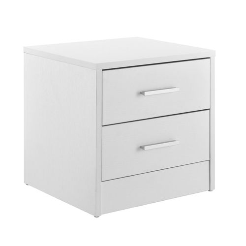 [En.Casa] Table De Chevet Table De Nuit Blanc 2x Tiroir Aggloméré Mélamine