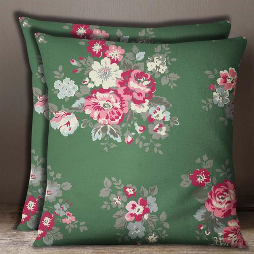 Canapé Taie D'oreiller Indien S4sassy Imprimé Floral Carré Vert 2 Pièces En Popeline De Coton Housse De Coussin