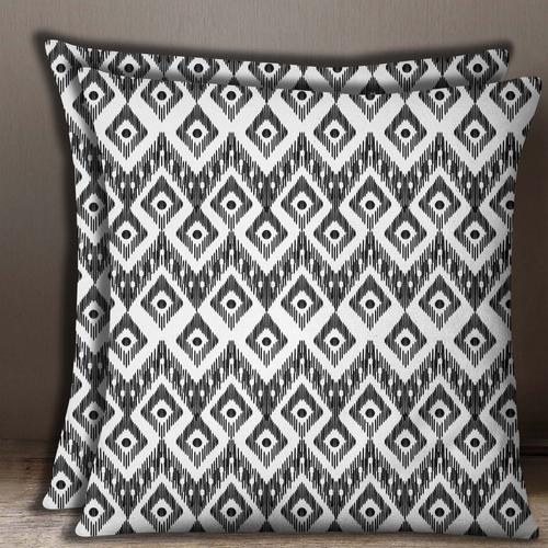 S4sassy Ikat Impression 2 Pcs Housse De Coussin En Coton Gris Popeline Oreiller Décor De Cas