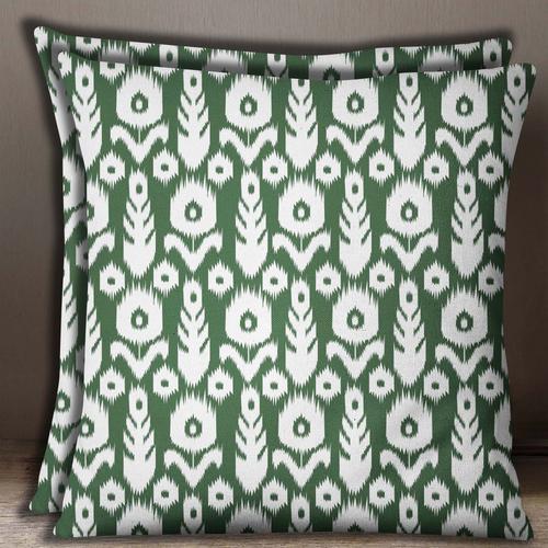 S4sassy Impression Ikat Housse De Coussin Carré Oreiller En Coton Vert Olive 1 Paire Popeline Cas