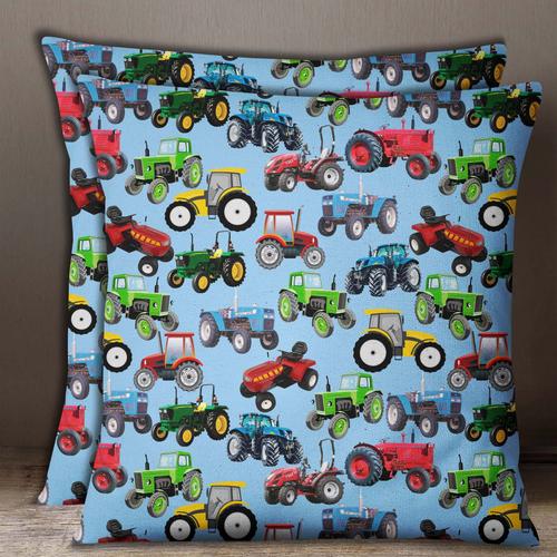 S4sassy Popeline De Coton 2 Pcs Bébé Tracteur Bleu Imprimé Couverture Sofa Coussin Indien Jeter